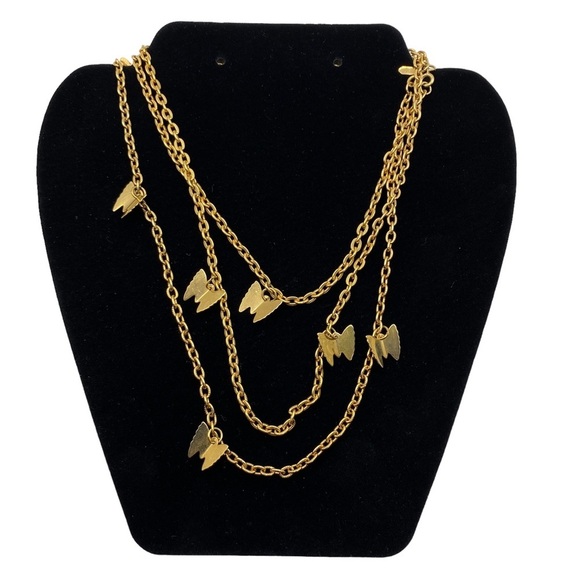 SARAH COVENTRY Butterfly Chain Necklace & Earrings Set Gold Tone Long Necklace - Picture 6 of 10